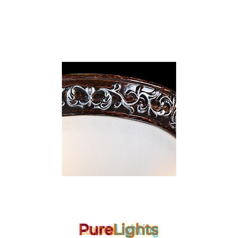 Designer Touch Decorative Flush Mount Light Glass Resin Silver Carving European Classic