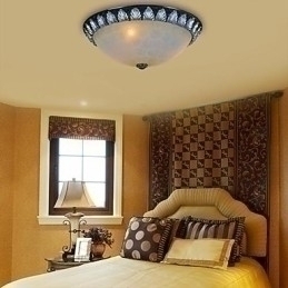 Designer Touch Decorative Flush Mount Light Pattern Glass Resin Silver Carving European Classic