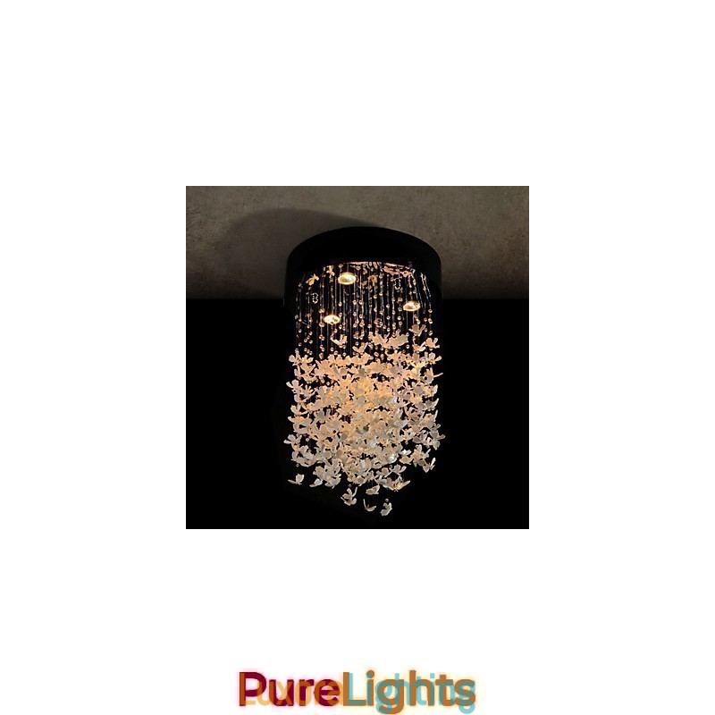 Designer Touch Decorative Modern Semi Flush Mount with 3 Lights Butterfly Featured Shade