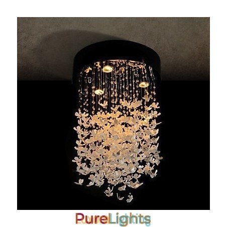 Designer Touch Decorative Modern Semi Flush Mount with 3 Lights Butterfly Featured Shade