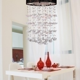 Designer Touch Decorative Modern Semi Flush Mount with 3 Lights Butterfly Featured Shade