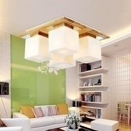 Designer Touch Decorative Oak Ceiling Lamp Four Lights Oak and Glass 220~240V (HY9024)