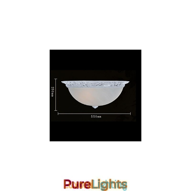 Designer Touch Decorative White Flush Mount Light Glass Resin Carving European Classic