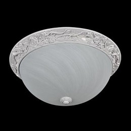 Designer Touch Decorative White Flush Mount Light Glass Resin Carving European Classic