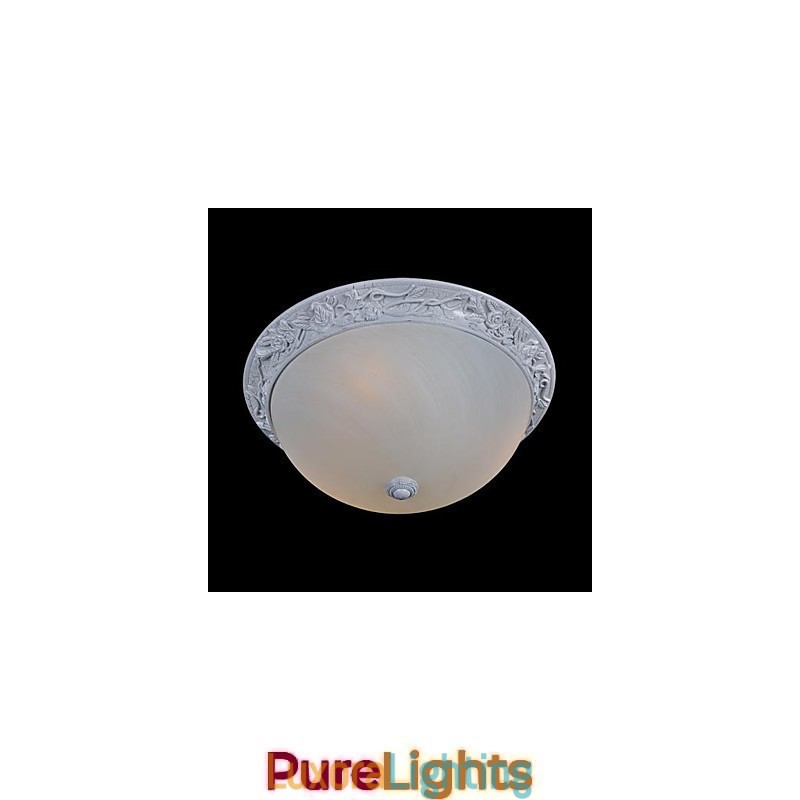 Designer Touch Decorative White Flush Mount Light Glass Resin Carving European Classic