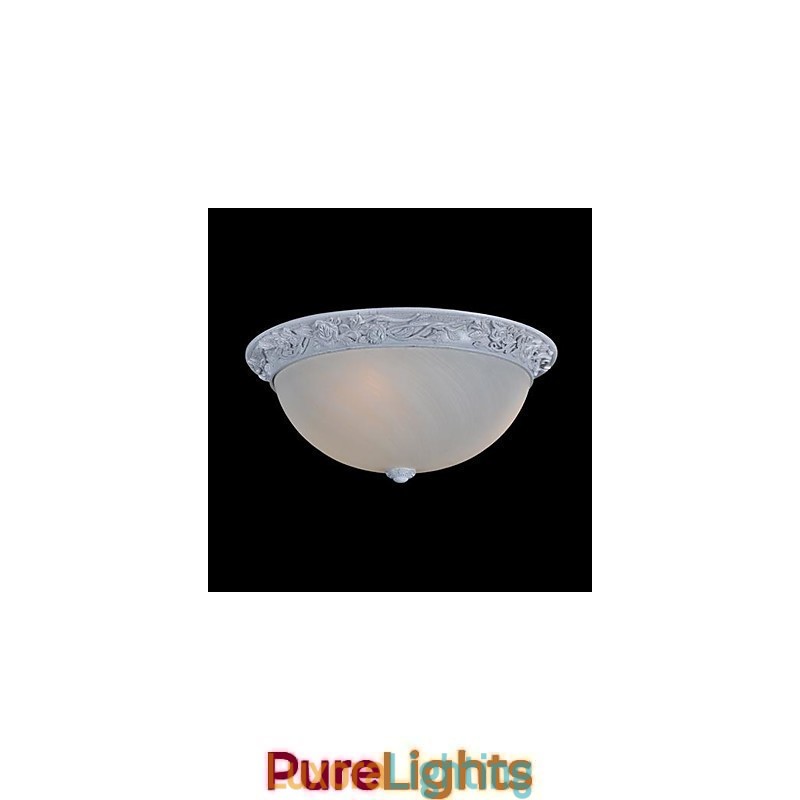 Designer Touch Decorative White Flush Mount Light Glass Resin Carving European Classic