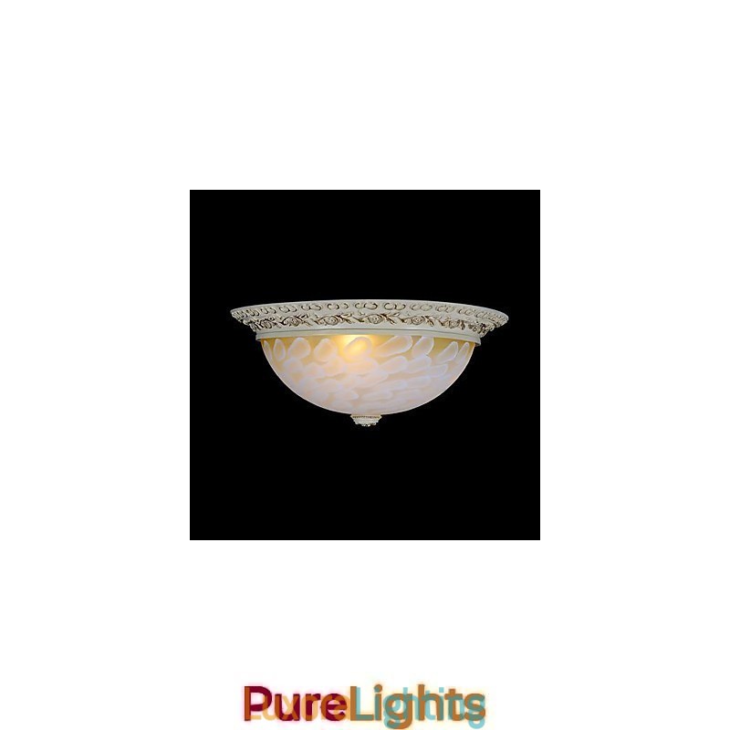 Designer Touch Decorative White Flush Mount Light Pattern Glass Resin Gold Carving European Classic