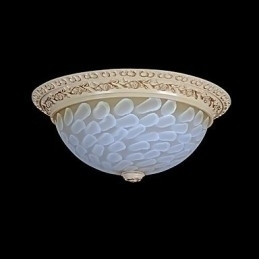Designer Touch Decorative White Flush Mount Light Pattern Glass Resin Gold Carving European Classic