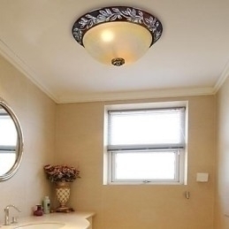 Designer Touch Decorative Flush Mount Light White Yellow Glass Resin Silver Carving European Classic