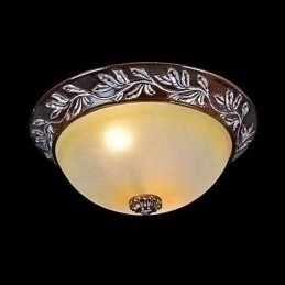 Designer Touch Decorative Flush Mount Light White Yellow Glass Resin Silver Carving European Classic