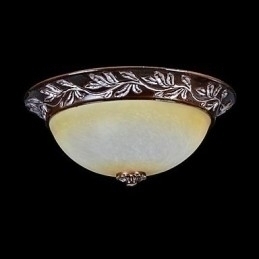 Designer Touch Decorative Flush Mount Light White Yellow Glass Resin Silver Carving European Classic