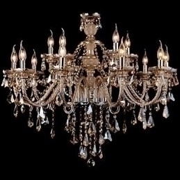 Designer Touch Decorative Chandelier Crystal Cognac Color Luxury Modern 2 Tiers Living 15 Lights
