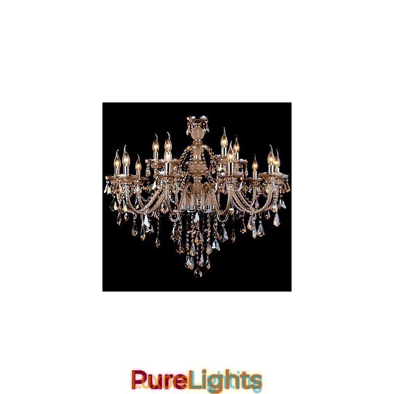 Designer Touch Decorative Chandelier Crystal Cognac Color Luxury Modern 2 Tiers Living 15 Lights