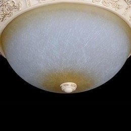 Designer Touch Decorative White Flush Mount Light Yellow White Glass Resin Pattern Carving European Classic