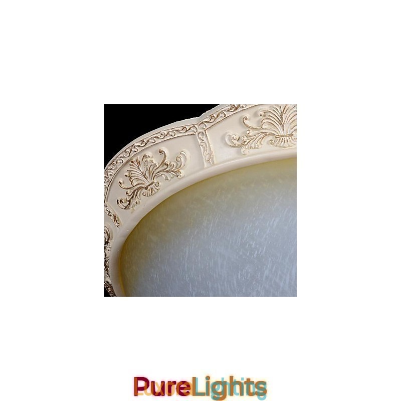 Designer Touch Decorative White Flush Mount Light Yellow White Glass Resin Pattern Carving European Classic