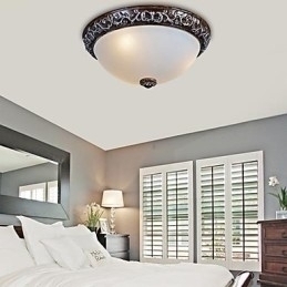 Designer Touch Decorative Flush Mount Light Glass Resin Silver Carving European Classic