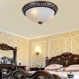 Designer Touch Decorative Flush Mount Light Glass Resin Silver Carving European Classic