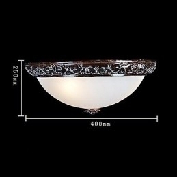 Designer Touch Decorative Flush Mount Light Glass Resin Silver Carving European Classic