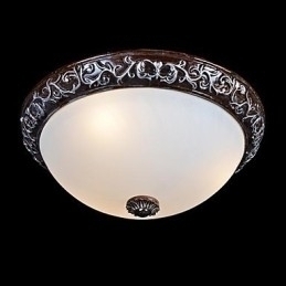 Designer Touch Decorative Flush Mount Light Glass Resin Silver Carving European Classic