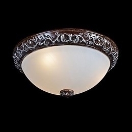 Designer Touch Decorative Flush Mount Light Glass Resin Silver Carving European Classic