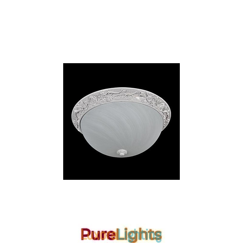 Designer Touch Decorative White Flush Mount Light Glass Resin Carving European Classic