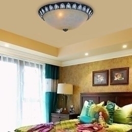 Designer Touch Decorative Flush Mount Light Pattern Glass Resin Silver Carving European Classic