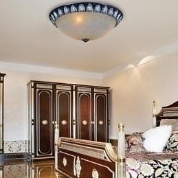 Designer Touch Decorative Flush Mount Light Pattern Glass Resin Silver Carving European Classic