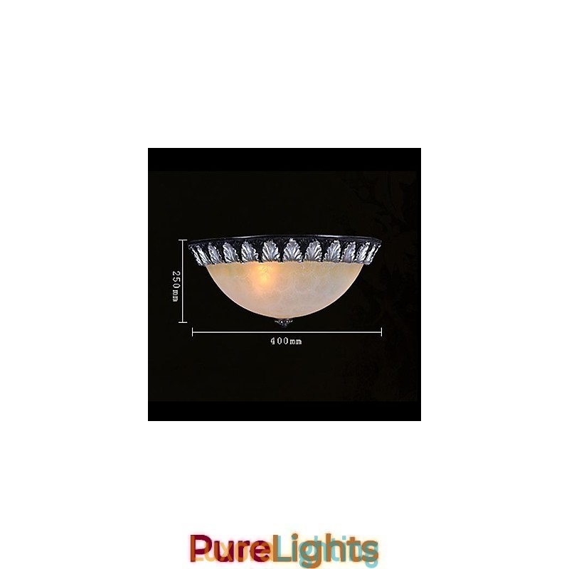 Designer Touch Decorative Flush Mount Light Pattern Glass Resin Silver Carving European Classic