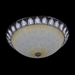 Designer Touch Decorative Flush Mount Light Pattern Glass Resin Silver Carving European Classic