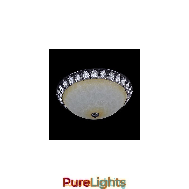 Designer Touch Decorative Flush Mount Light Pattern Glass Resin Silver Carving European Classic