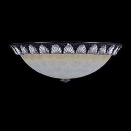 Designer Touch Decorative Flush Mount Light Pattern Glass Resin Silver Carving European Classic