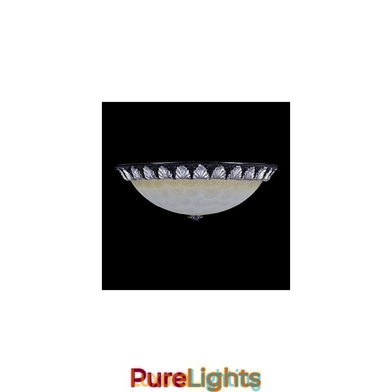 Designer Touch Decorative Flush Mount Light Pattern Glass Resin Silver Carving European Classic