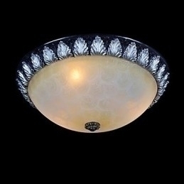 Designer Touch Decorative Flush Mount Light Pattern Glass Resin Silver Carving European Classic