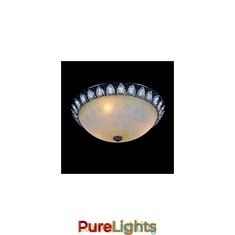 Designer Touch Decorative Flush Mount Light Pattern Glass Resin Silver Carving European Classic