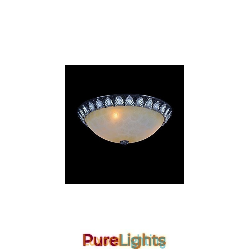 Designer Touch Decorative Flush Mount Light Pattern Glass Resin Silver Carving European Classic