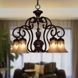 Designer Touch Decorative Vintage Country Island Painting Metal Chandelier Flush Mount