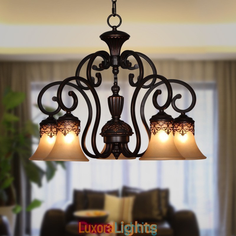 Designer Touch Decorative Vintage Country Island Painting Metal Chandelier Flush Mount