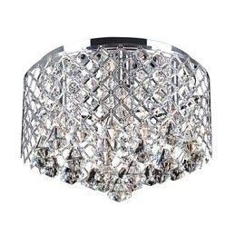 Designer Touch Decorative Contemporary Crystal Flush Mount with 4 Lights and Metal Drum Shade