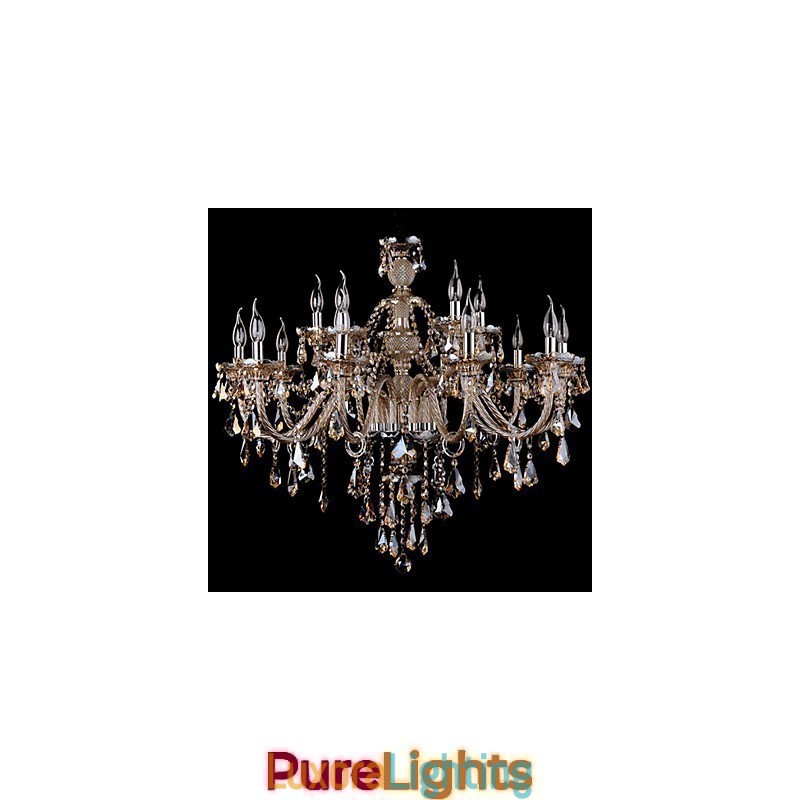 Designer Touch Decorative Chandelier Crystal Cognac Color Luxury Modern 2 Tiers Living 15 Lights
