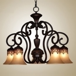 Designer Touch Decorative Vintage Country Island Painting Metal Chandelier Flush Mount