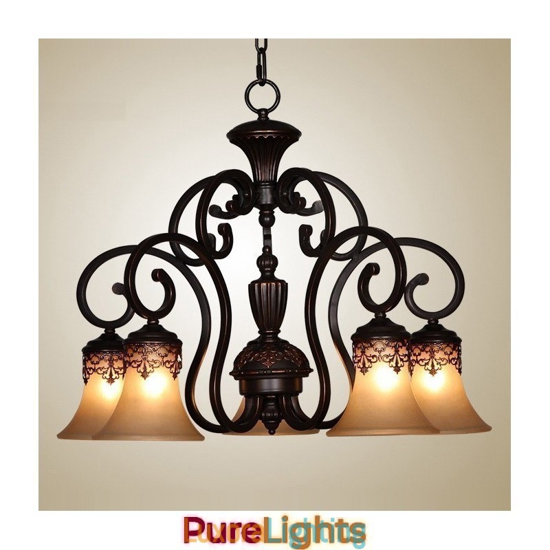 Designer Touch Decorative Vintage Country Island Painting Metal Chandelier Flush Mount