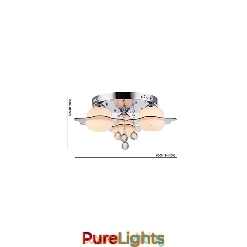 Designer Touch Decorative Remoter Control Flush Mount Modern Contemporary 3 Lights with Red Blues