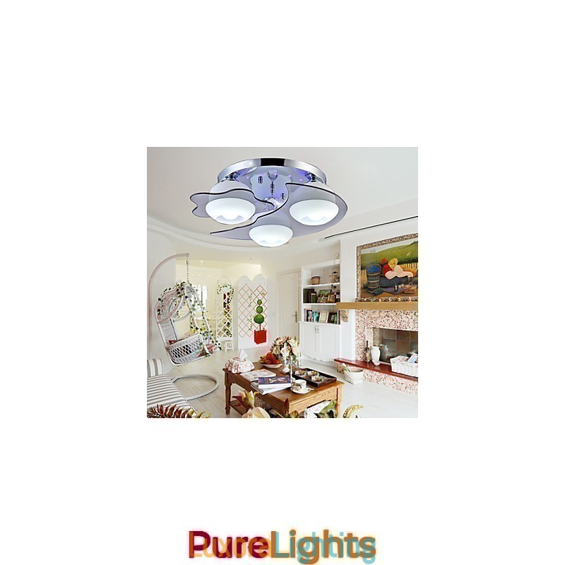 Designer Touch Decorative Flush Mount 3 Lights Modern Fashion Contracted White Stainless Steel Metal