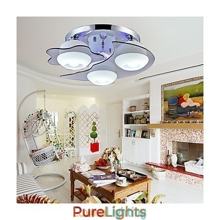 Designer Touch Decorative Flush Mount 3 Lights Modern Fashion Contracted White Stainless Steel Metal
