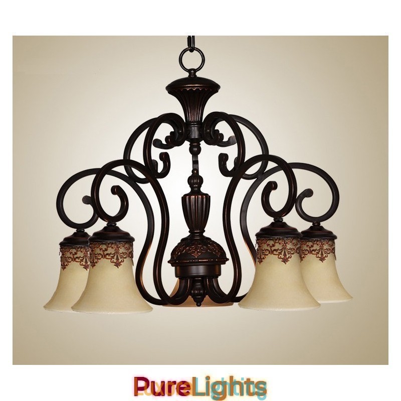 Designer Touch Decorative Vintage Country Island Painting Metal Chandelier Flush Mount
