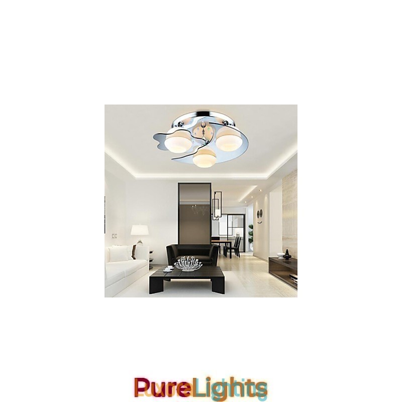 Designer Touch Decorative Flush Mount 3 Lights Modern Fashion Contracted White Stainless Steel Metal