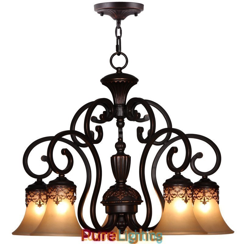 Designer Touch Decorative Vintage Country Island Painting Metal Chandelier Flush Mount