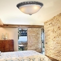 Designer Touch Decorative Dark Brown Flush Mount Light Glass Resin Pattern Carving European Classic