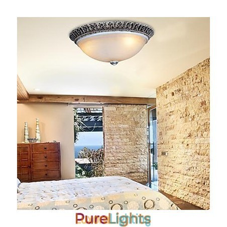 Designer Touch Decorative Dark Brown Flush Mount Light Glass Resin Pattern Carving European Classic