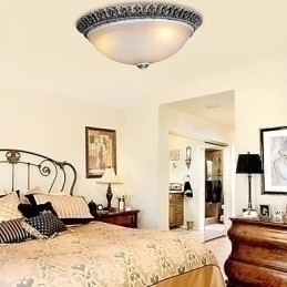 Designer Touch Decorative Dark Brown Flush Mount Light Glass Resin Pattern Carving European Classic